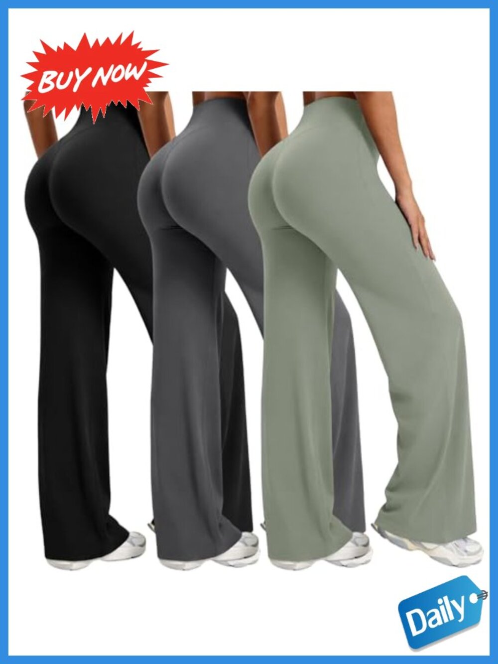 Women's High Waist Straight Leg Workout Leggings Stretch No Front Seam Gym Yoga